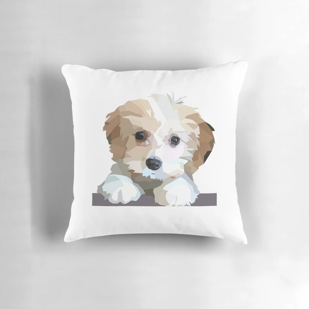 Cute and geometric Cavachon dog pillow for home decor