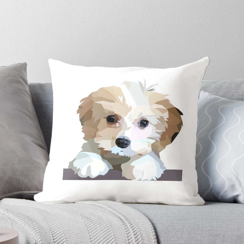 Cute and geometric Cavachon dog pillow for home decor