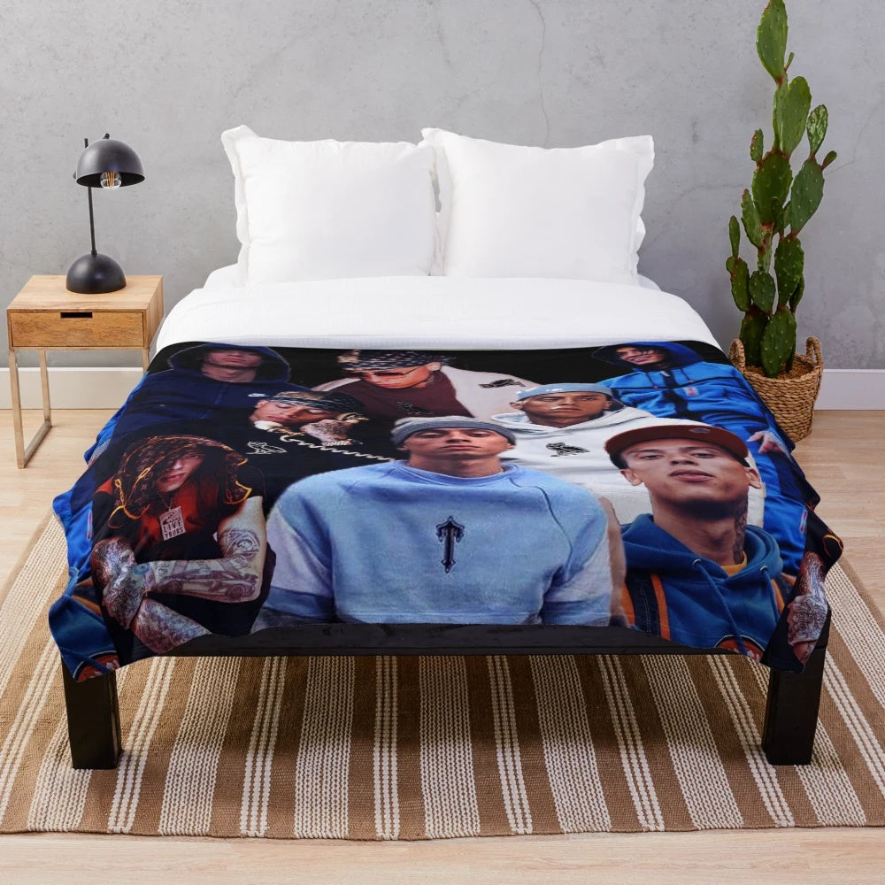 Central Cee UK Rapper Collage Themed Plush Blanket
