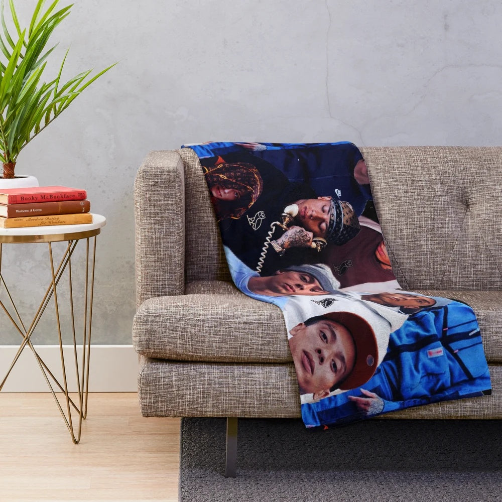 Central Cee UK Rapper Collage Themed Plush Blanket