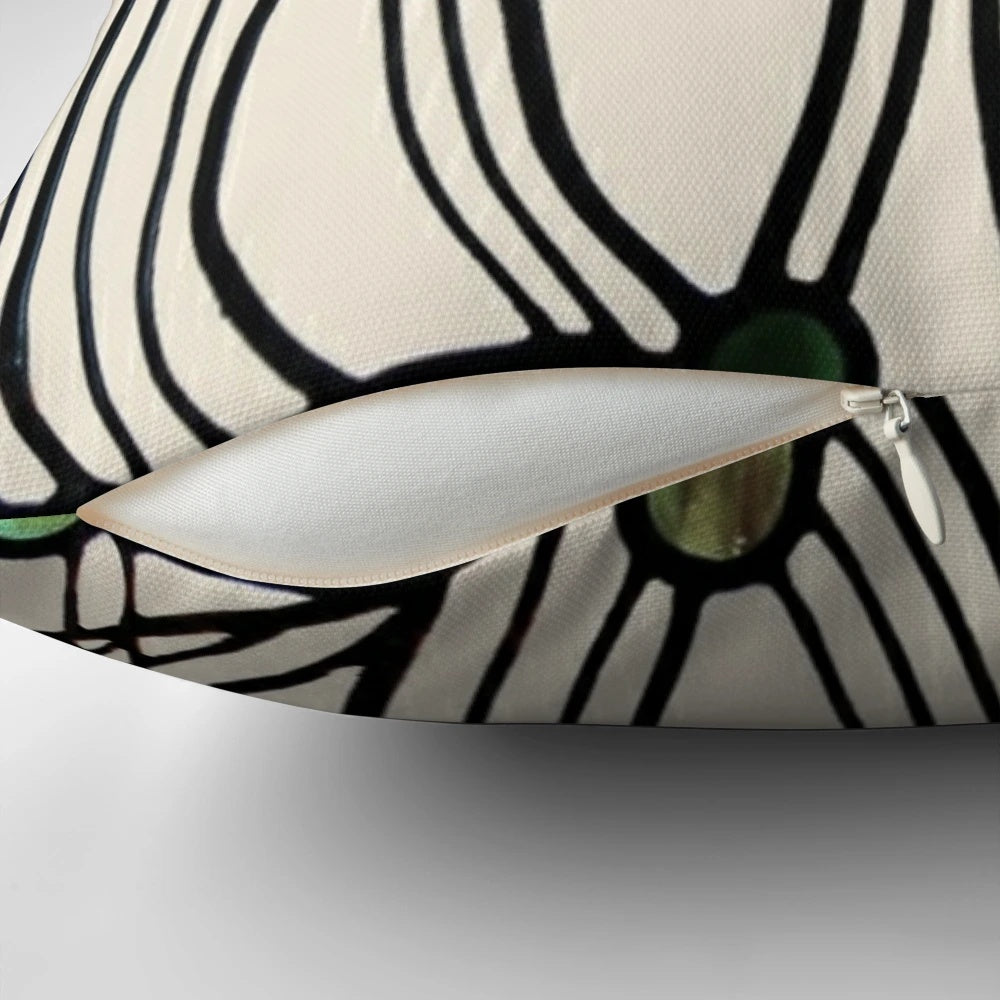 Vibrant floral pillow with Charles Rennie Mackintosh-inspired design