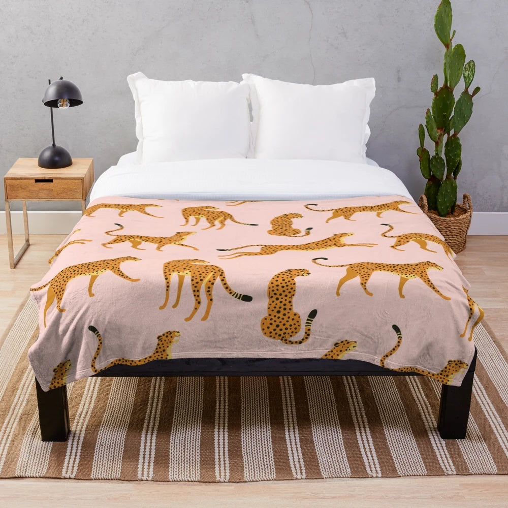 Soft and vibrant cheetah print plush blanket