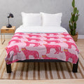 Cheetah print plush blanket with pink and red accents, sunglasses, and lightning bolt eyes