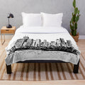 Chicago city skyline printed on a soft, plush blanket