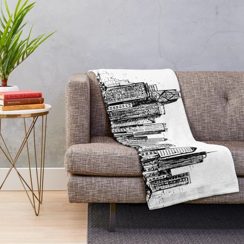 Chicago city skyline printed on a soft, plush blanket