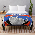 Chinchilla wearing sunglasses and surrounded by colorful pop art design on a plush blanket
