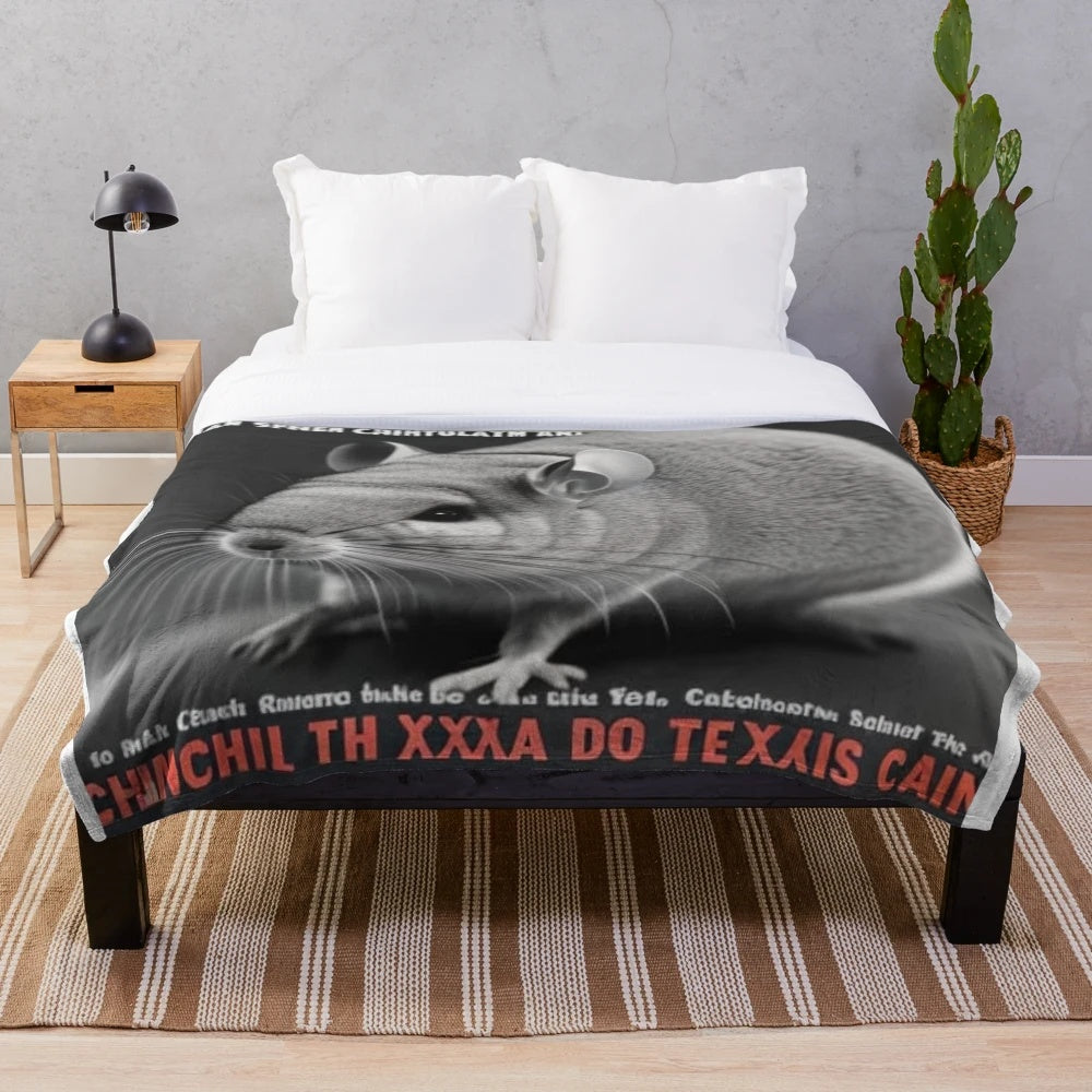 Colorful chinchilla wearing sunglasses in a pop art style plush blanket