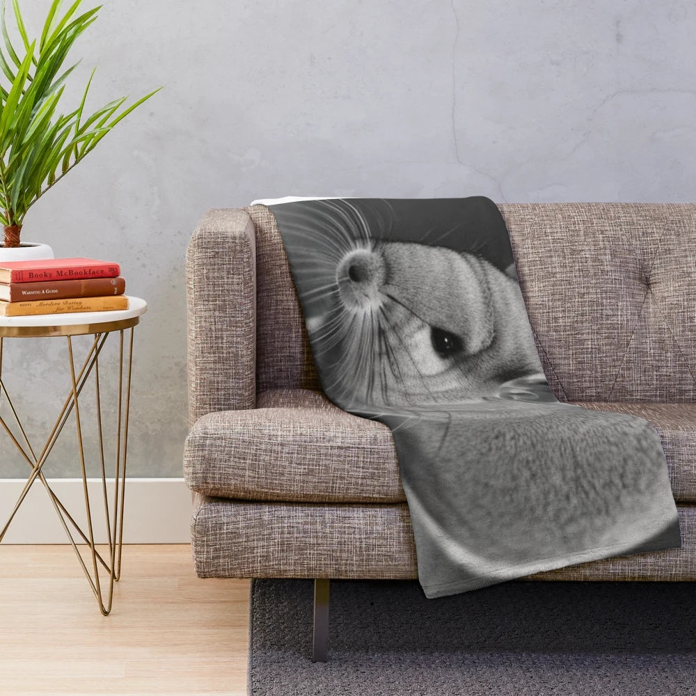 Colorful chinchilla wearing sunglasses in a pop art style plush blanket