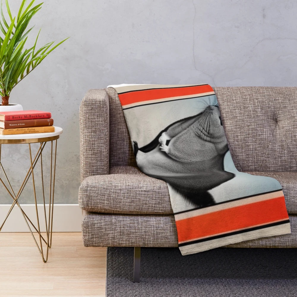 Chinchilla wearing sunglasses in a political-themed pop art design on a plush blanket