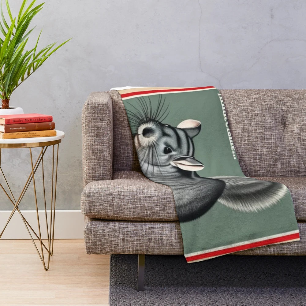 Chinchilla wearing sunglasses in a political pop art style plush blanket