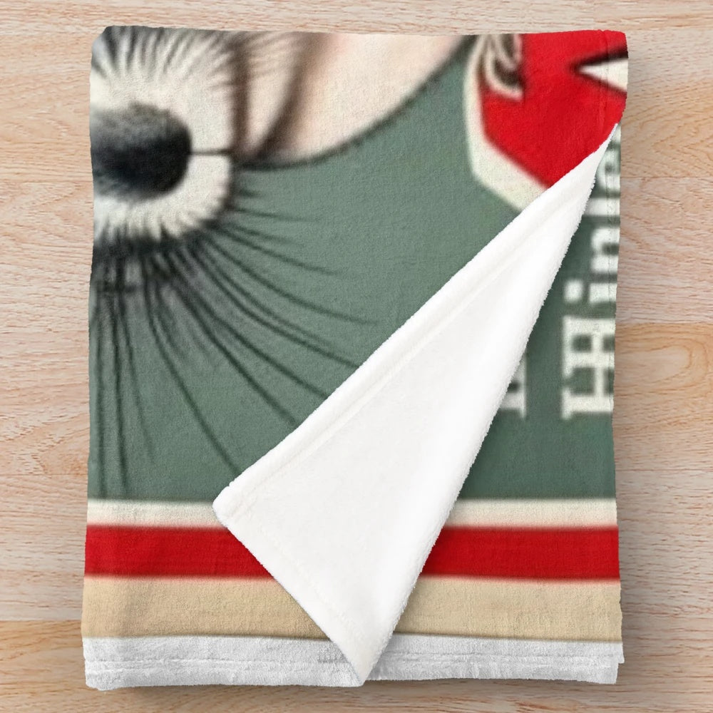 Chinchilla wearing sunglasses in a political pop art style plush blanket