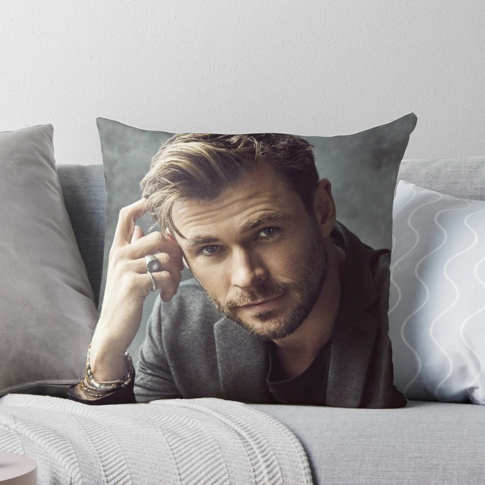 Soft, high-quality pillow featuring a photo of the popular actor Chris Hemsworth