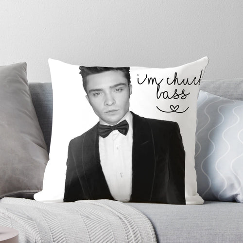 "Decorative pillow featuring the character Chuck Bass from the TV series Gossip Girl"
