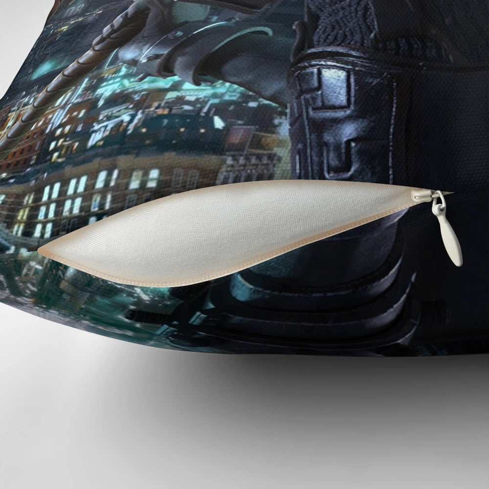 Cloud Strife inspired throw pillow featuring the iconic buster sword design