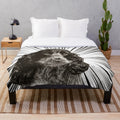 Cocker Spaniel Plush Blanket with Artistic Black and White Dog Design
