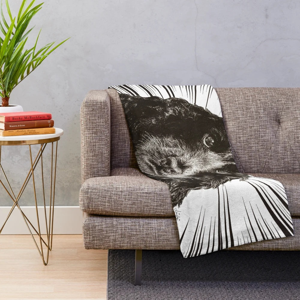 Cocker Spaniel Plush Blanket with Artistic Black and White Dog Design