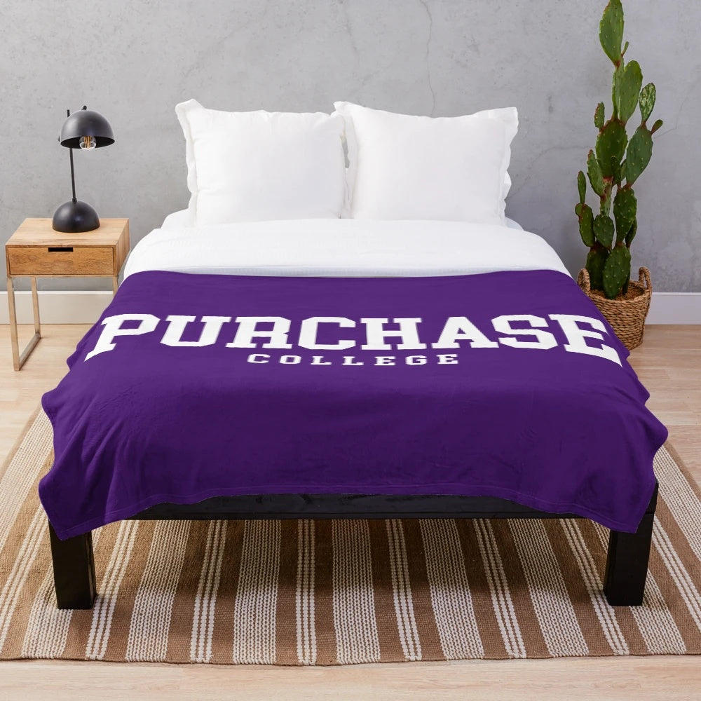 SUNY Purchase college font curved plush blanket