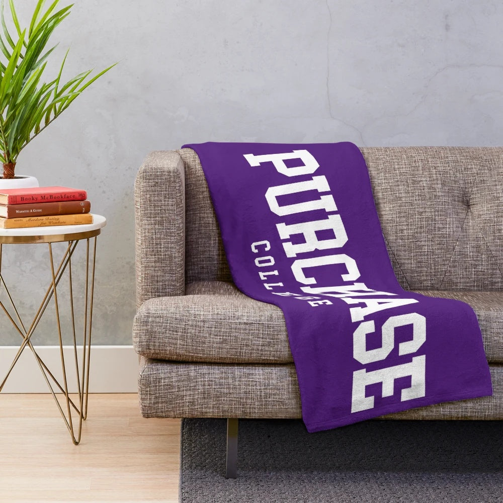 SUNY Purchase college font curved plush blanket