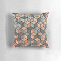 Concrete and copper cubed design throw pillow with a unique hexagonal pattern for industrial-inspired home decor