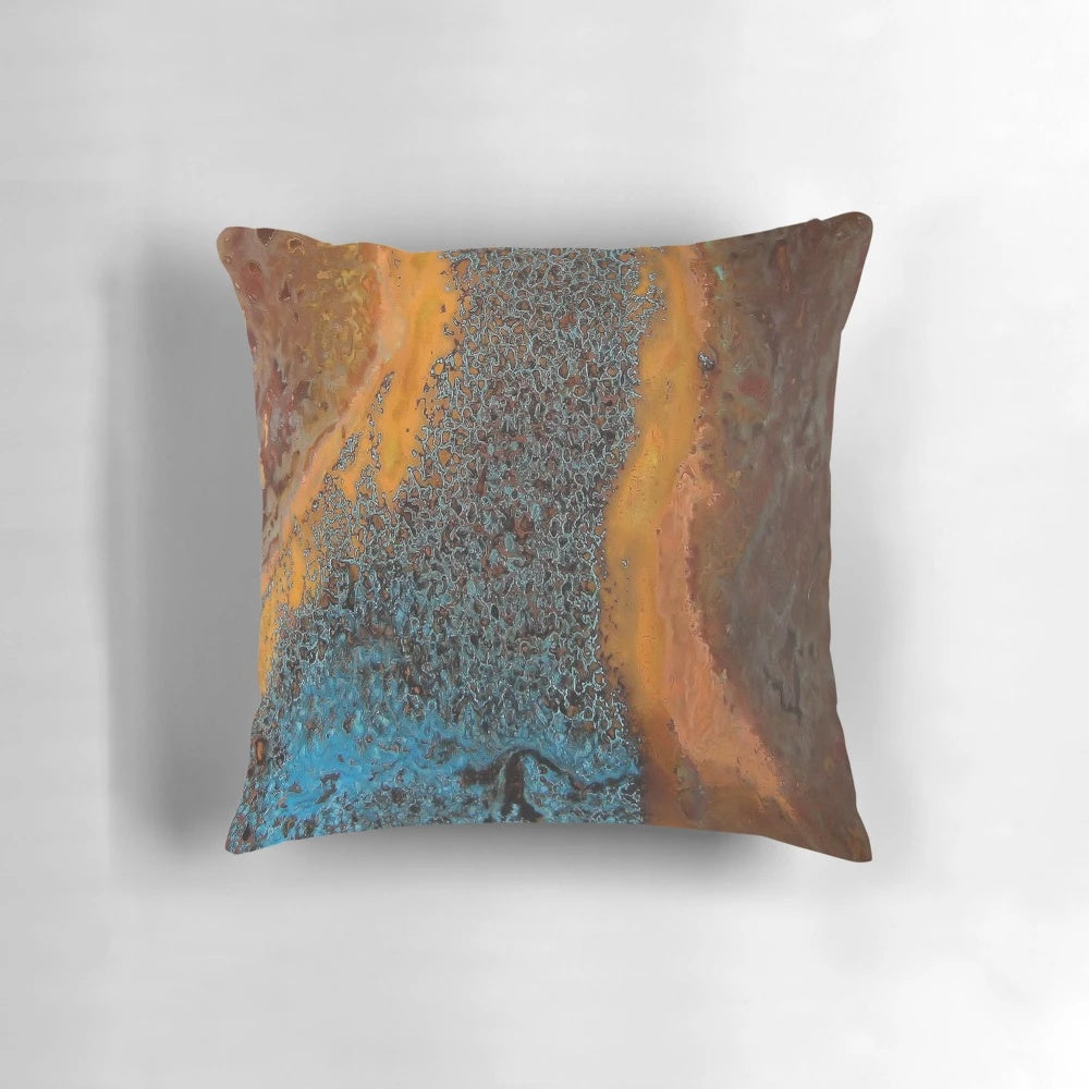 Copper blue waves pattern decorative pillow for modern home