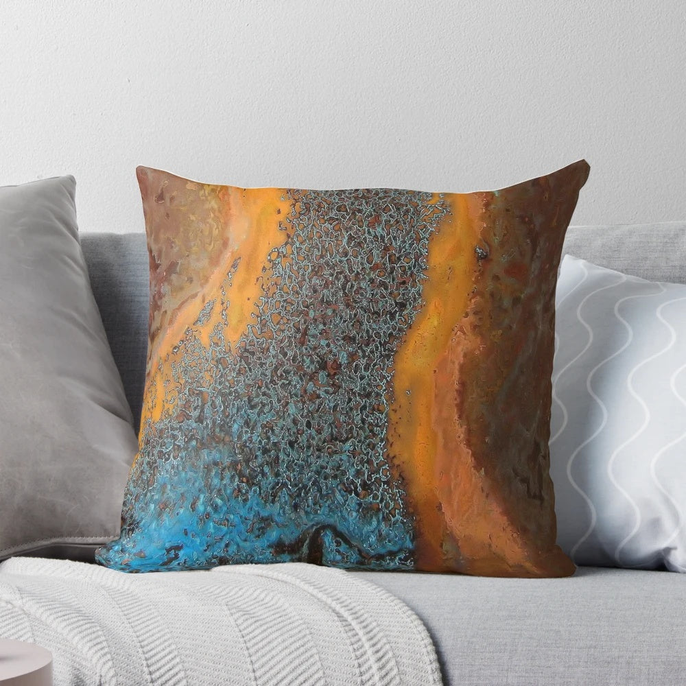 Copper blue waves pattern decorative pillow for modern home