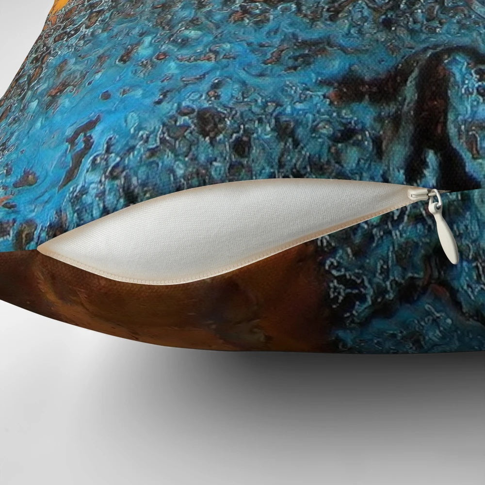 Copper blue waves pattern decorative pillow for modern home