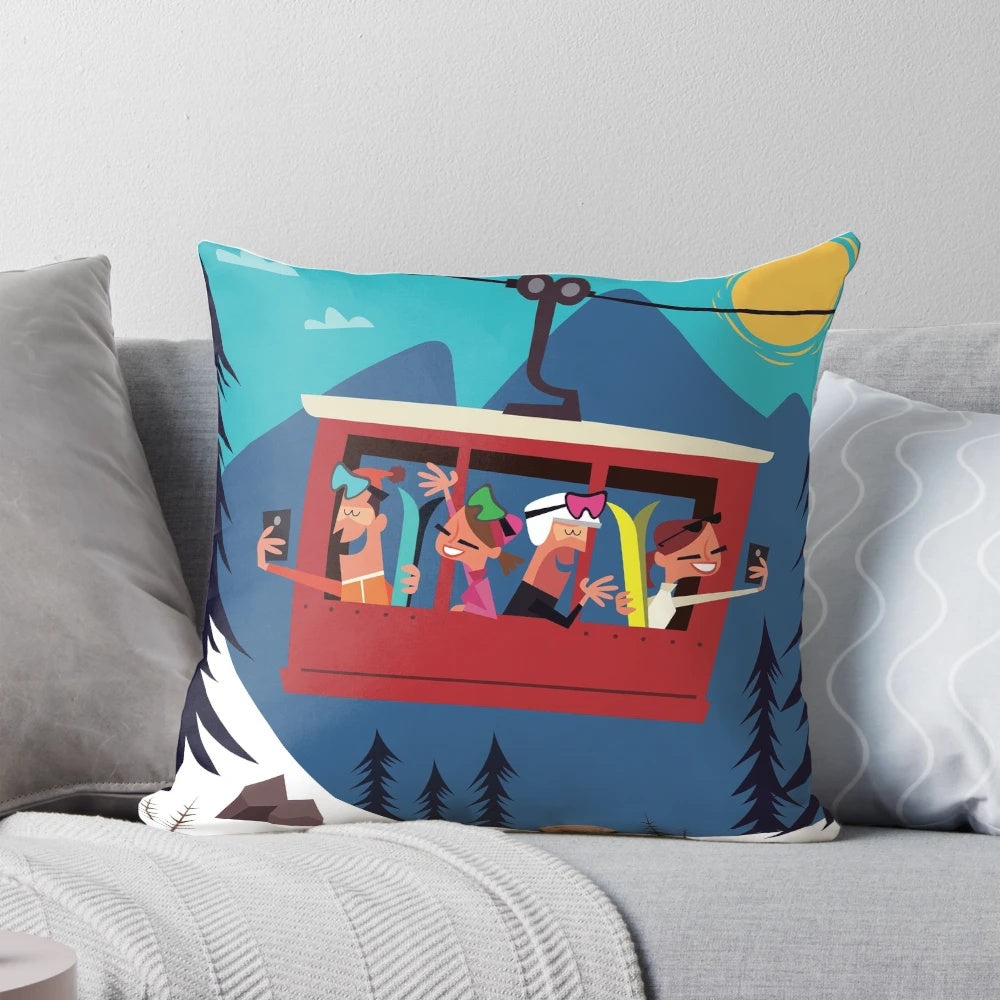 Crans-Montana Alps inspired pillow with scenic mountain landscape