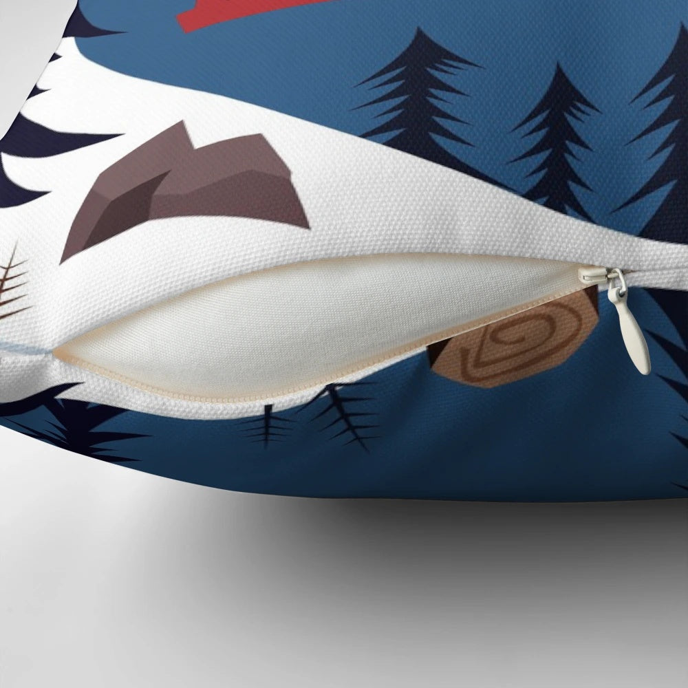 Crans-Montana Alps inspired pillow with scenic mountain landscape