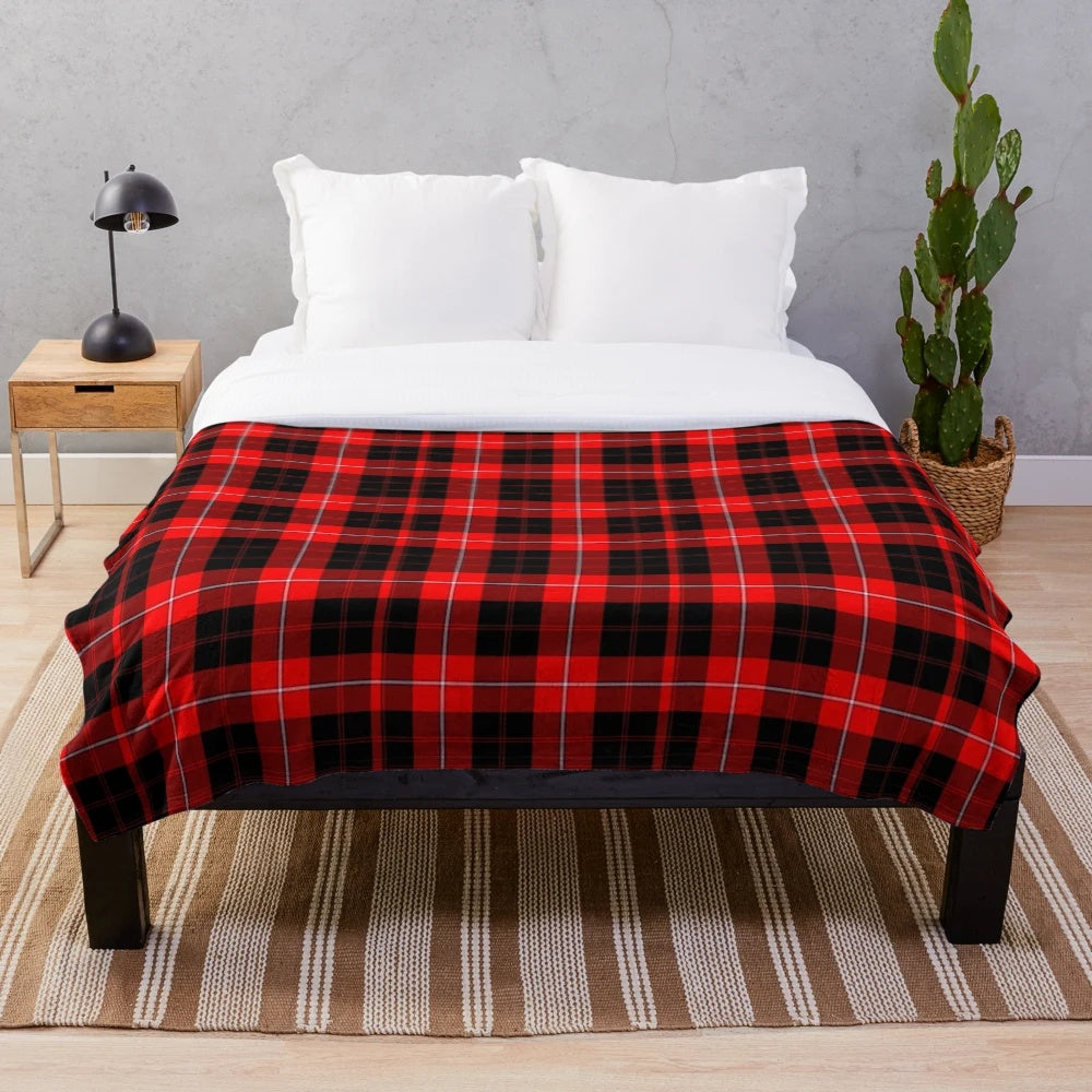 Cunningham Tartan Plush Blanket featuring the clan's iconic tartan pattern