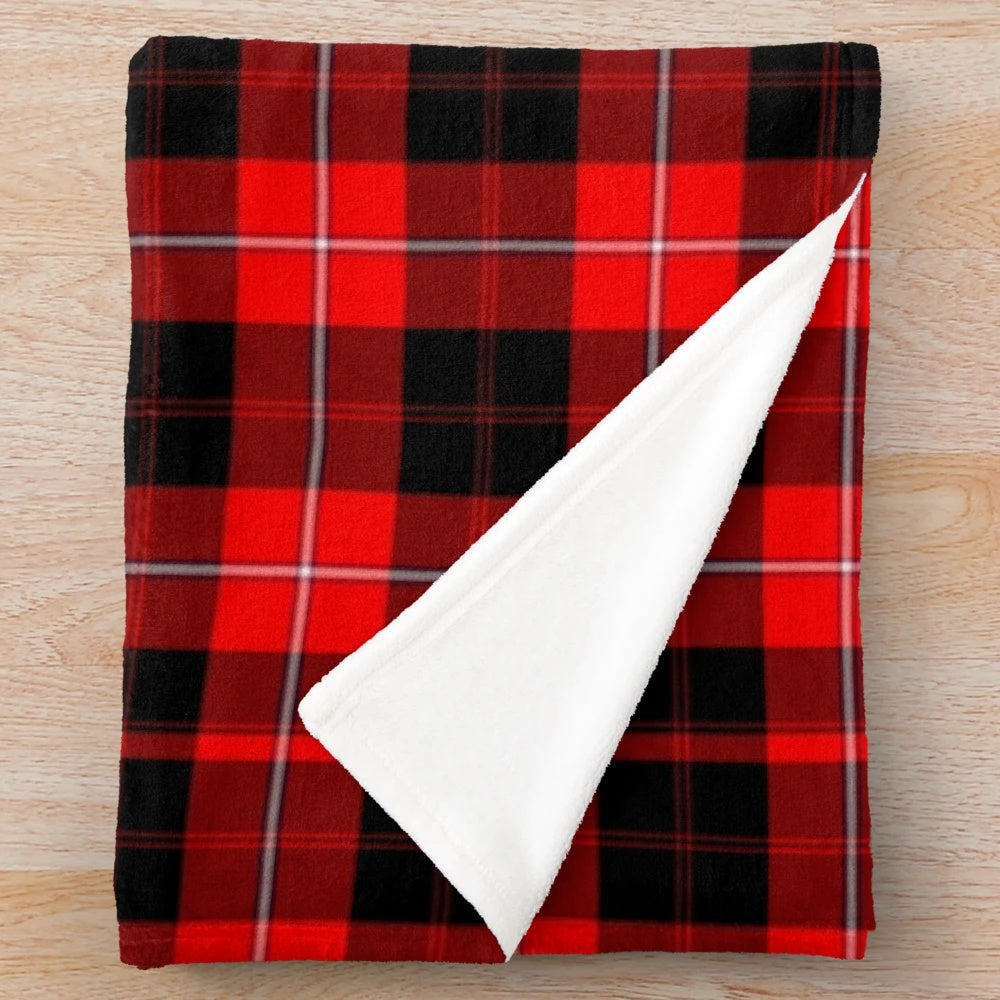 Cunningham Tartan Plush Blanket featuring the clan's iconic tartan pattern