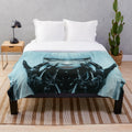 Cyberpunk-inspired plush blanket with anime/goth-inspired design