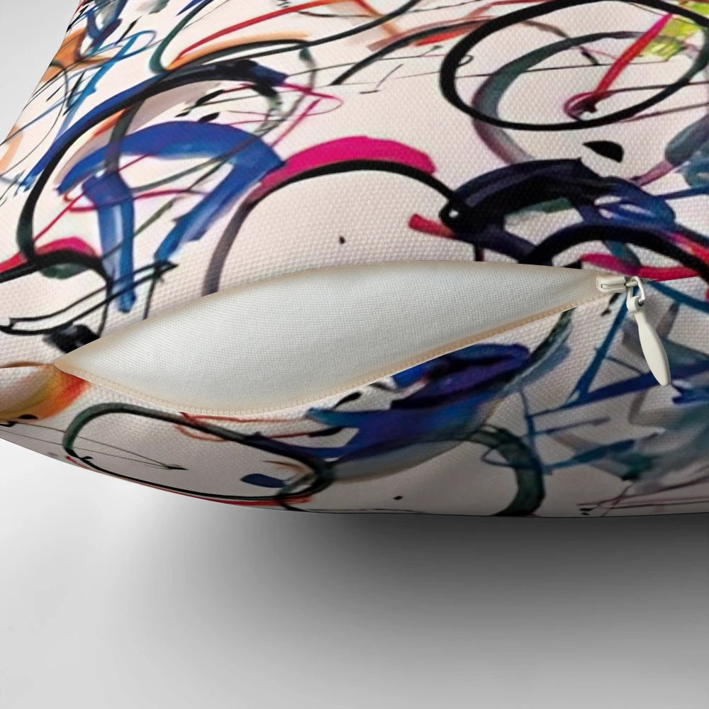 Colorful cycling-themed decorative pillow with a vintage cycling design