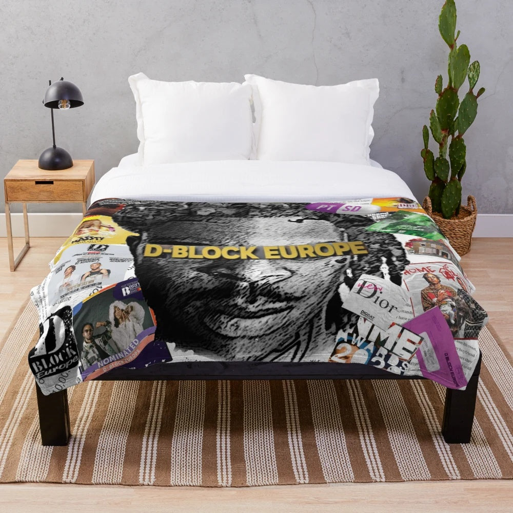D Block Europe Scrapbook Inspired Plush Blanket