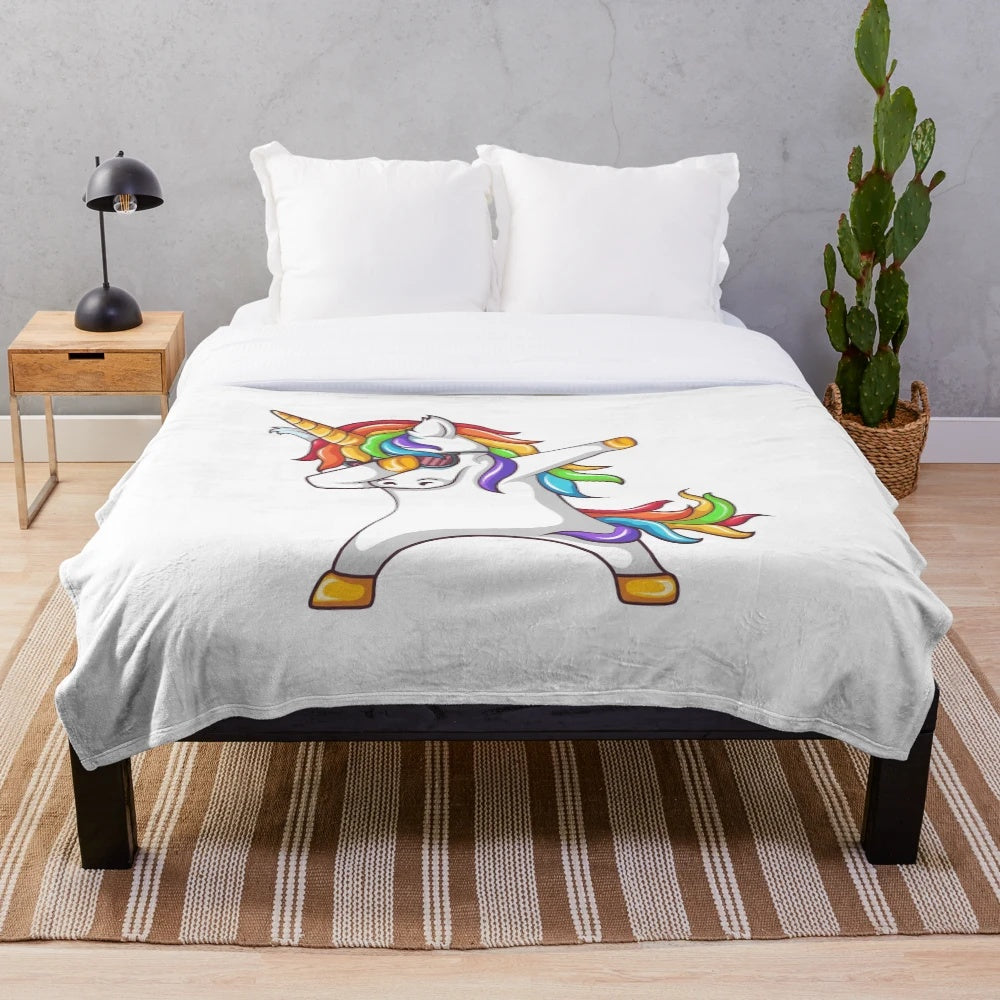 Dabbing Unicorn Plush Blanket with Soft and Cozy Fabric