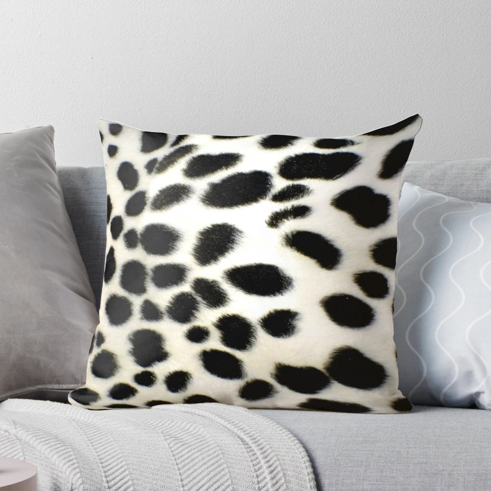 Black and white dalmatian fur texture pillow for dog lovers