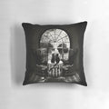 Dark room skull pillow with a gothic and horror-inspired design, perfect for adding a touch of edgy style to your home.