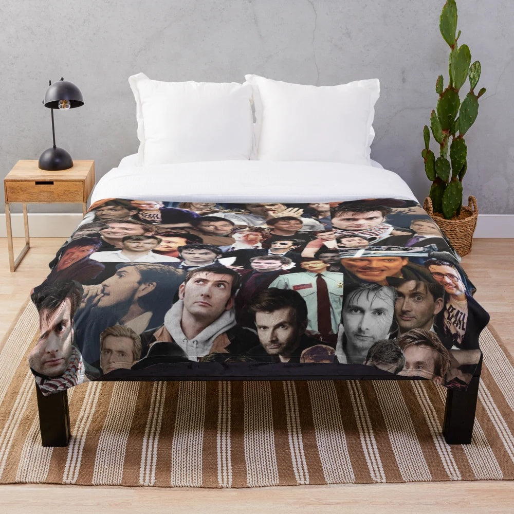 David Tennant Collage Plush Blanket featuring the popular British actor