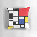 De Stijl-inspired primary color pillow with a Mondrian-style design