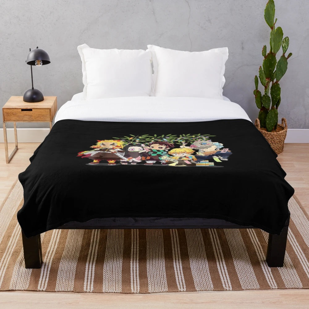 Demon Slayer inspired plush blanket