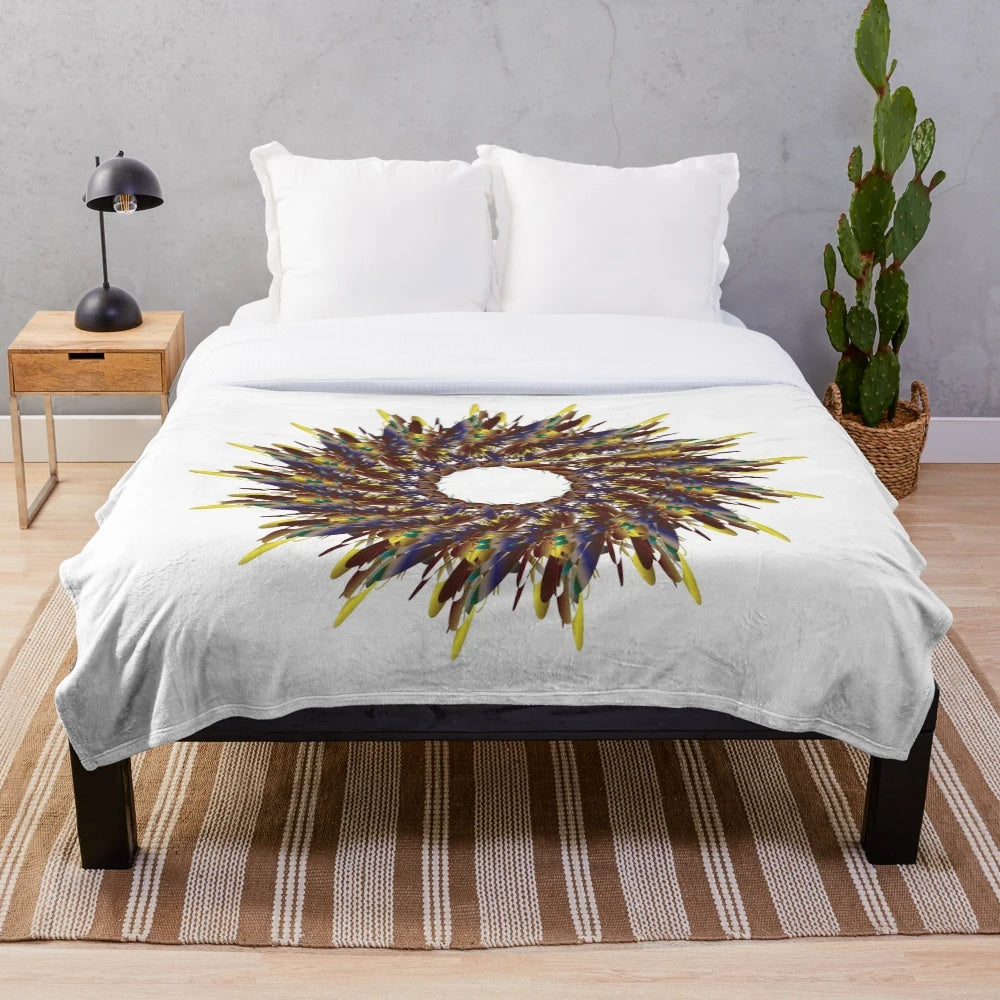 Plush designer's blanket with a vibrant, trendy pattern