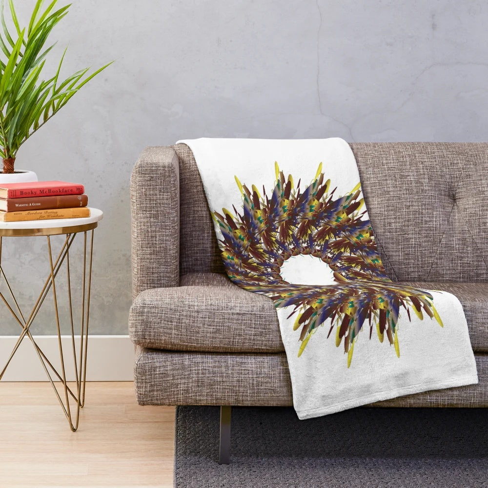 Plush designer's blanket with a vibrant, trendy pattern