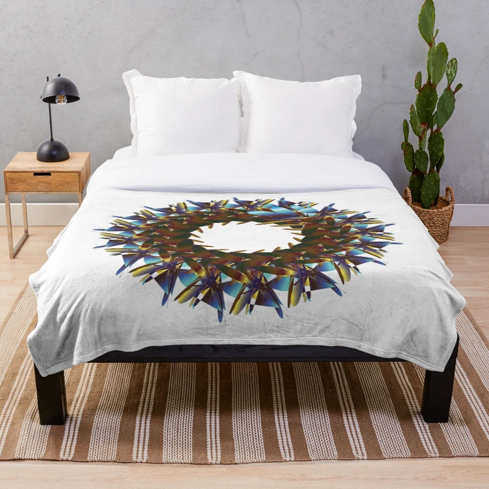 Stylish designer's plush blanket with geometric pattern