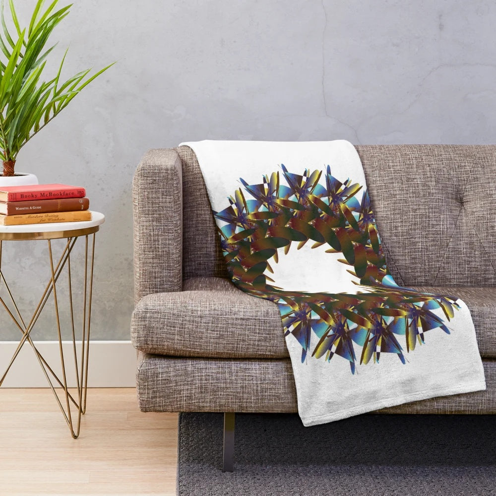 Stylish designer's plush blanket with geometric pattern