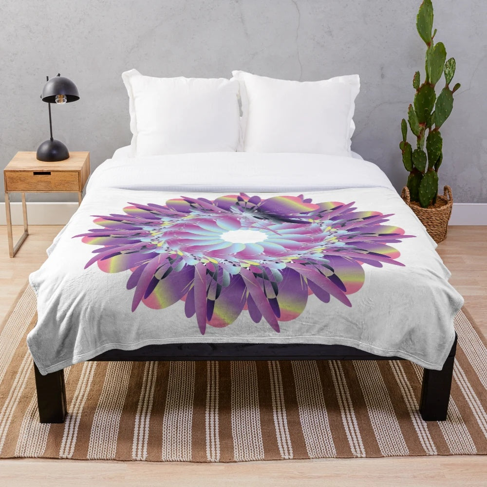 Stylish designer's plush blanket in a vibrant, modern pattern