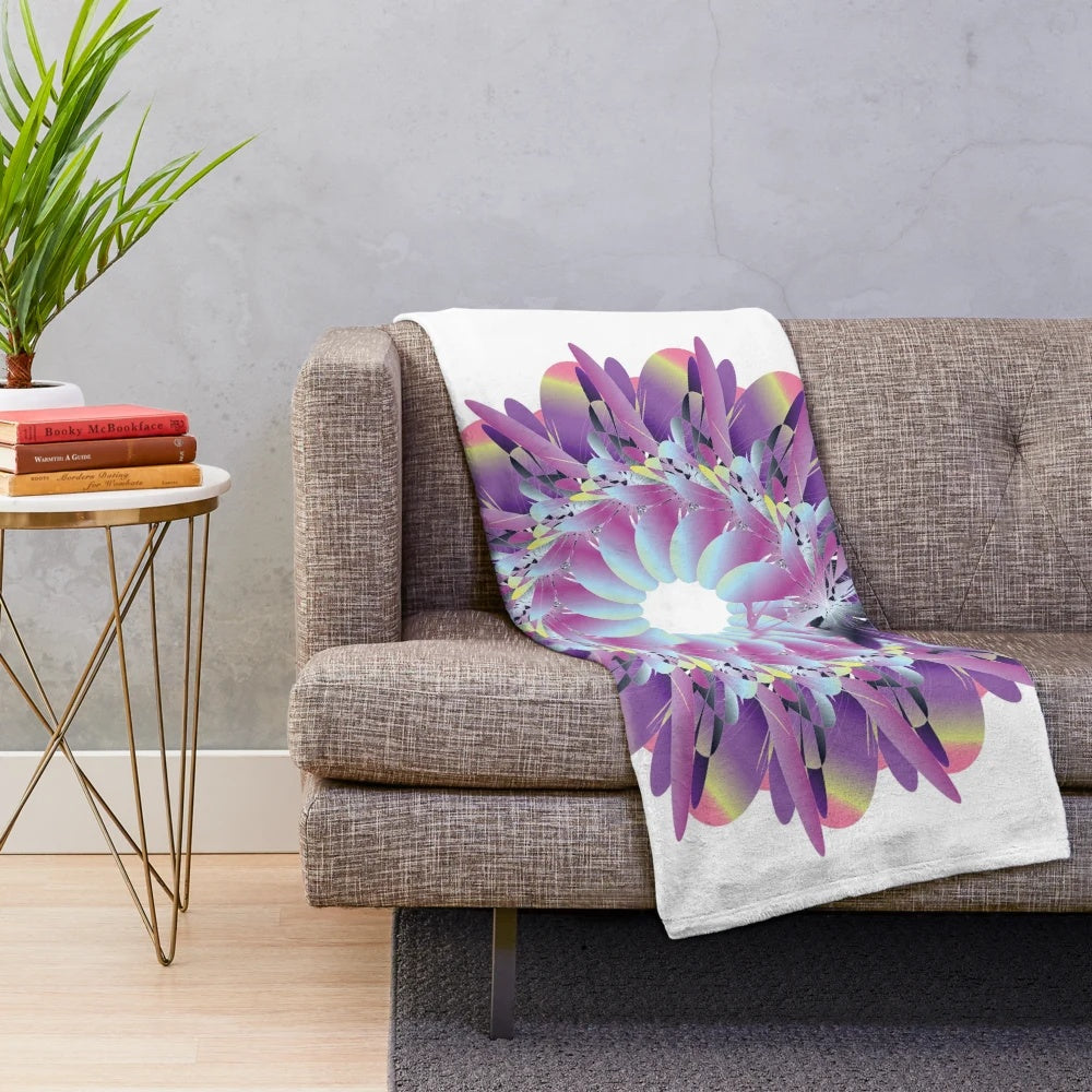 Stylish designer's plush blanket in a vibrant, modern pattern