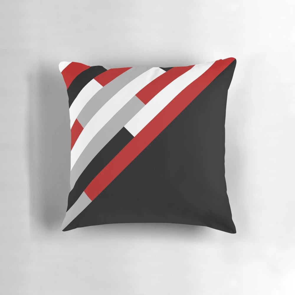Diagonal striped pattern decorative pillow with a modern, artistic design
