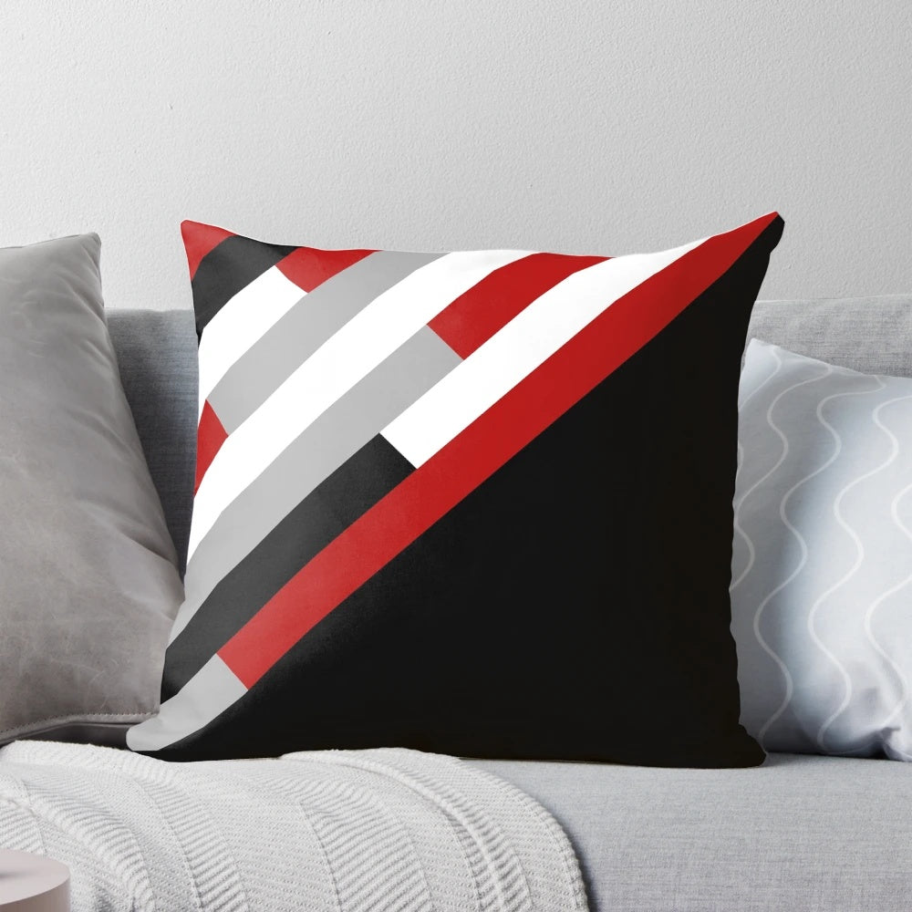 Diagonal striped pattern decorative pillow with a modern, artistic design