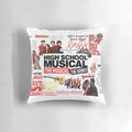 Colorful Disney-inspired High School Musical the Musical the Series collage printed on a decorative pillow