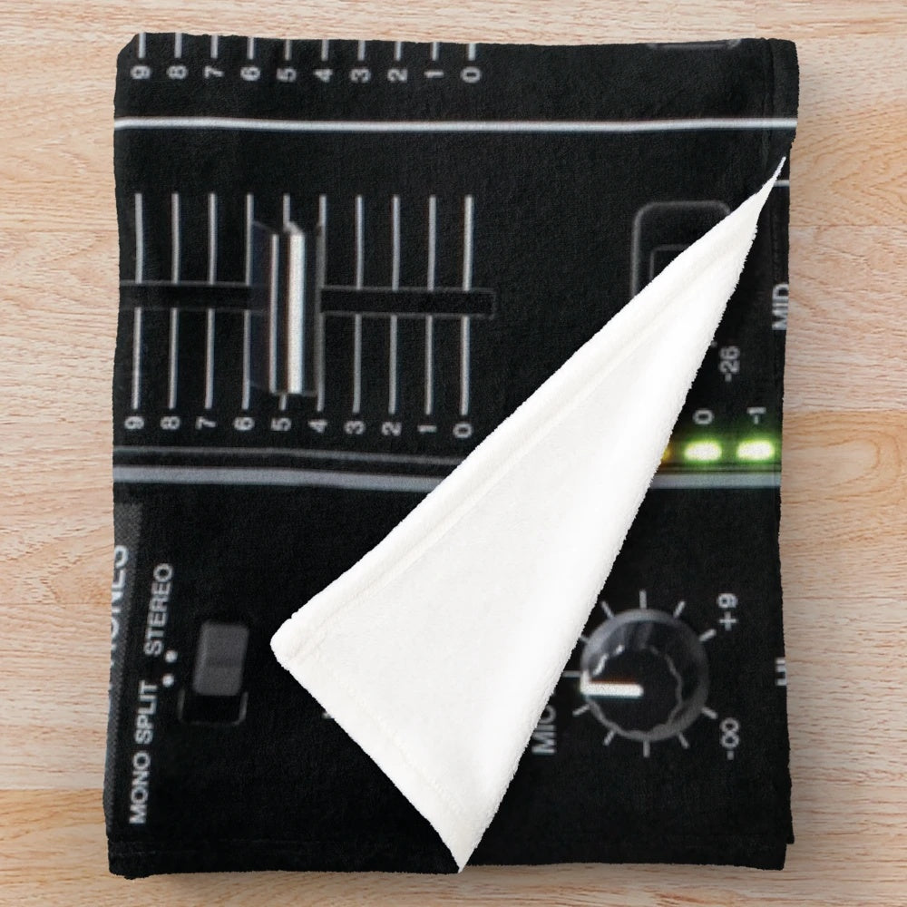 DJ mixer themed plush blanket for music enthusiasts