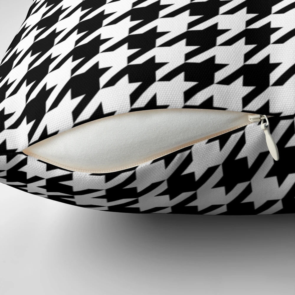 Dogtooth and houndstooth patterned decorative pillow